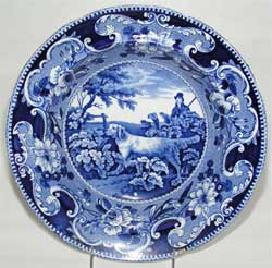 Enoch Wood & Sons, Sporting Series, Spaniel Soup Plate, c. 1825