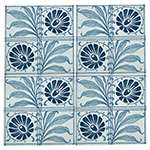 Quartered Blue Flowers and Leaves Tile