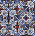 Red Flowers and Blue Urns Tile