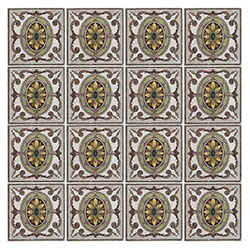 Framed Oval Center Flower Tile